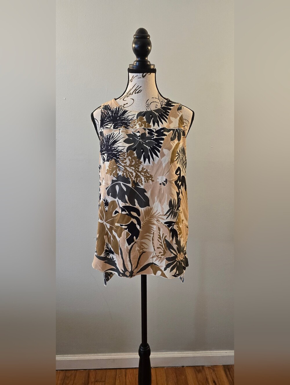 rag & bone Beige, Black and Cream Floral Print Camisole